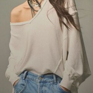 Free People Cream Light Sweatshirt